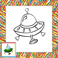 Canvas Print - Cartoon rocket (fourth). Coloring book