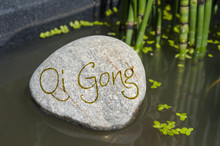 Stein In Wasser Mit Om, Yoga, Tai Chi, Qi Gong, ZEN, Feng Shui Mit Wasserlinsen Und Schachtelhalm