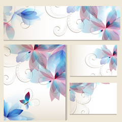 Wall Mural - Vector set of identity templates with colorful FLORALS