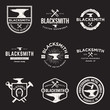vector set of blacksmith vintage logos, emblems and design elements