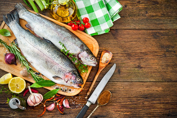 Fresh trout with spices and seasoning