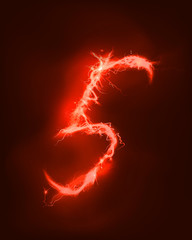 Wall Mural - Numbers made of red electric lighting, thunder storm effect. ABC