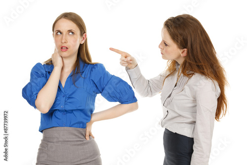Fotografie, Obraz Two businesswomen in a finger pointing argument..