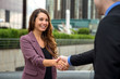 Partners finance success sales person shaking hands greeting meeting first time