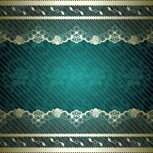 Floral Lace Background In Green And Gold