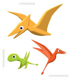 Fototapeta Dinusie - Flying Dinosaurs Vector Illustration