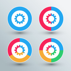 Poster - Gear sign icons. Gear sign buttons. Flat colors. Vector illustration.