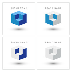 Poster - Cube isometric design logo template.