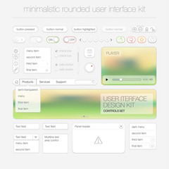  Modern user interface screen template for mobile smart phone or web site. Transparent blurred material design UI with icons.