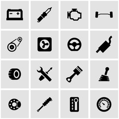 Sticker - Vector black car parts icon set