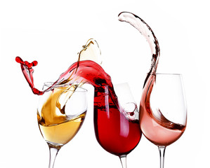 Canvas Print - Wine splashes isolated on white