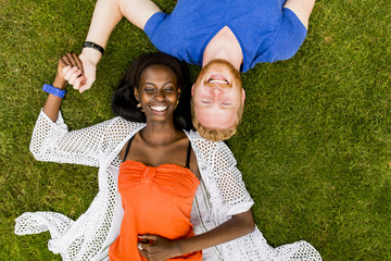 Multiracial couple in the park