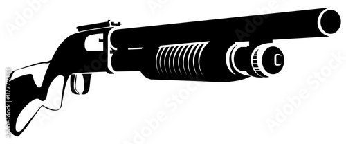 Fotografía Illustration black and white with a shotgun isolated on white