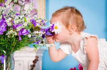 Little Girl And Flower