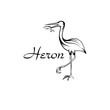 Heron bird with fish in outline style