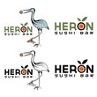 heron sushi bar vector design template