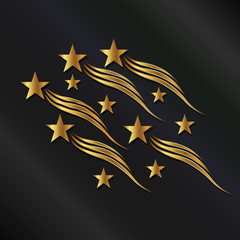 Wall Mural - gold stars waves