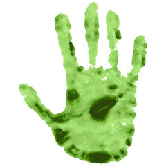 Canvas Print - Hand print, green paint, grunge