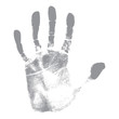 © desertsands - grunge hand print on a white