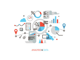 Data analysis flat line illustration