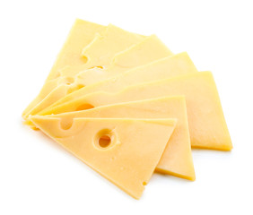 Wall Mural - Slices of cheese isolated on white