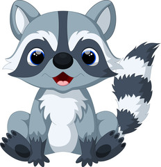 Wall Mural - Cute raccoon cartoon