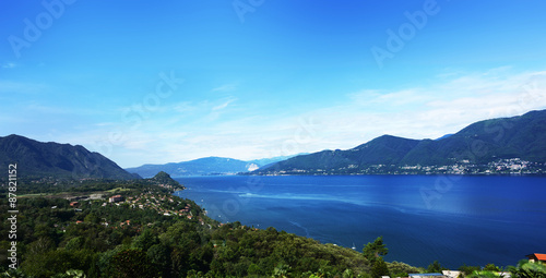 Fotografie, Obraz Lago Maggiore at Luino facing south - ITALY