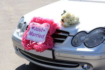 Gray wedding cabriolet, outdoors