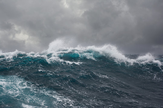 Fototapete - sea wave during storm in atlantic ocean