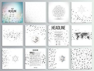 Poster - Set of 12 creative cards, square brochure template design