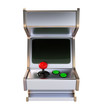 Retro Style Arcade Game Machine with Black Screen. Front View