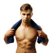© Africa Studio - Muscle young man holding towel isolated on white
