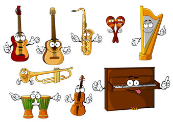 Sticker - Classic cartoon musical instruments characters