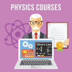 Poster - Physics courses flat illustration concept