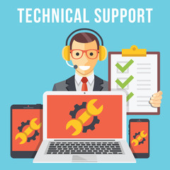 Poster - Technical support flat illustration concept