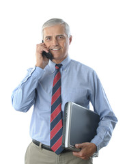 Wall Mural - Businessman with laptop and cell phone