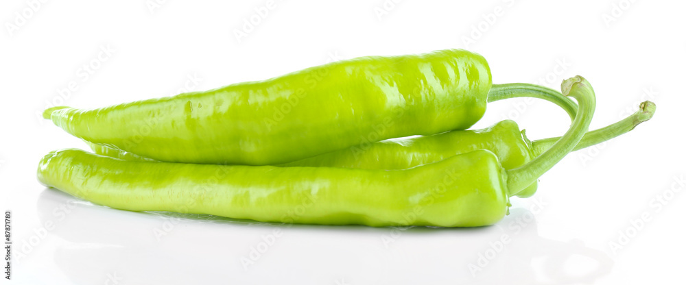 Fresh green peppers isolated on white