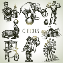 Hand Drawn Sketch Circus And Amusement Vector Illustrations
