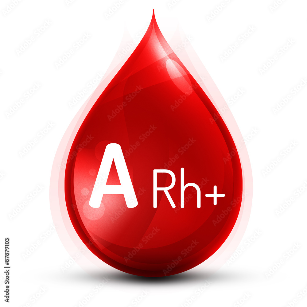 Ilustracja grupy krwi A Rh+ - obrazy, fototapety, plakaty 