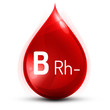 Ilustracja kropli z grupą krwi B Rh-