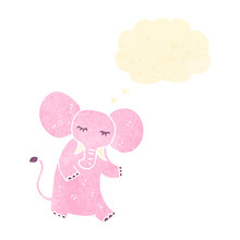 Retro Cartoon Pink Elephant