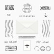 Set of post stamp symbols, mail envelope, vector illustration