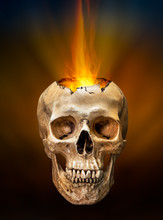 Beam Of Fire Blaze From Broken Human Skull