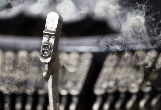 8 hammer - old manual typewriter - mystery smoke