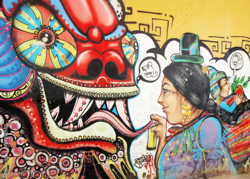 Graffiti En Una Pared De La Calle De La Ciudad De La Paz Buy