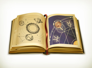 old book, astrology vector icon
