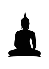 Black Buddha Silhouette Isolated On White Background