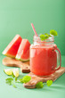 watermelon lime smoothie in mason jars