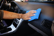 Hand cleaning car interior