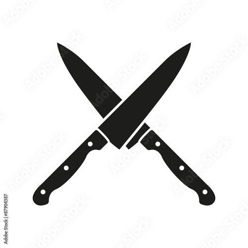 Fotografía The crossed knives icon. Knife and chef, kitchen symbol. Flat